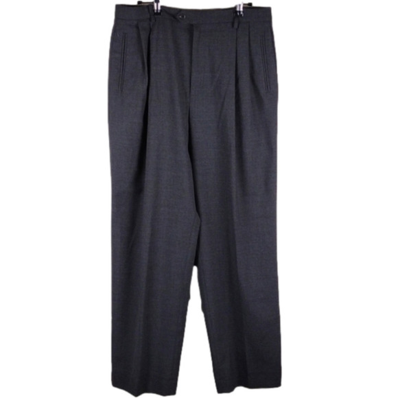 Barry Bricken Vintage Grey Wool Blend Pleated Front High Rise Straight Leg Pant - Picture 1 of 13